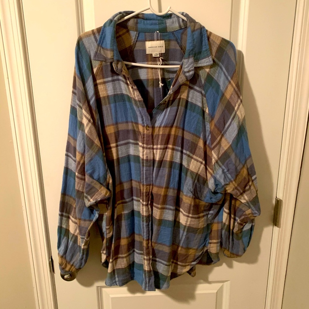 AE Flanel Babydoll Button Up Shirt